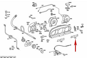 1978-80 Mercedes W116 300SD Right Lower Instrument Cluster Warning Emblem Strip