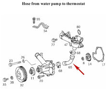 Load image into Gallery viewer, 1994-04 Mercedes C220 C230 SLK230 Thermostat to Water Pump Hose 111 203 02 82
