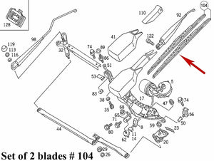 1992-99 Mercedes W140 S Class 25" & 28" Wiper Blade Set OEM Bosch 140 820 17 45