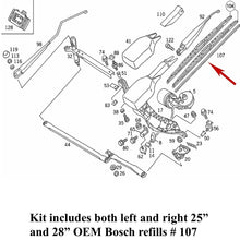 Load image into Gallery viewer, 1992-99 Mercedes W140 S Class 25&quot; &amp; 28&quot; Wiper Blade Rubber Refill Set OEM Bosch
