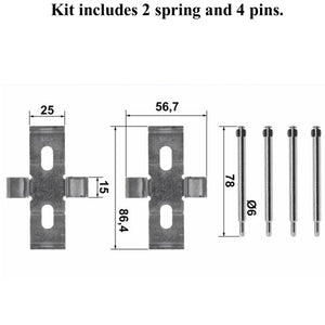 80-85 Mercedes 280SE 300SD 450 SL 500 SEL Front Brake Caliper Pin Spring Kit ATE