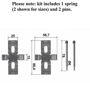 80-85 Mercedes 280SE 300SD 450 SL 500 SEL Front Brake Ate Caliper Spring Pin Kit