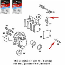 Load image into Gallery viewer, 1980-85 Mercedes 240 280 E 300 D Front Brake Pad Caliper Spring Pin Kit &amp; Lube
