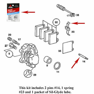 Front Ate Caliper Slide Pin Spreader Spring Slide Paste Kit 1980-85 Mercedes