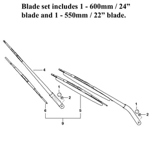 2000-06 BMW X5 Bosch Wiper Blade Set 600mm 24" & 550mm / 22" OEM 61 61 0 032 743