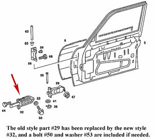 1977-85 Mercedes 230 240D 300D 300TD Left Right Front Door Check Strap Break