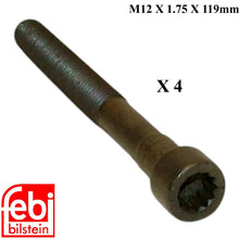 Load image into Gallery viewer, 4 X 1978-83 Mercedes 240D Cylinder Head Bolt 12 X 120 mm 12 Point 615 990 02 12
