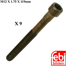 Load image into Gallery viewer, 9 X 1978-85 Mercedes 300 CD D SD TD Cylinder Head Bolts 12 X 120 mm 12 Point XZN
