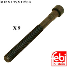 Load image into Gallery viewer, 9 X 1978-85 Mercedes 300 CD D SD TD Cylinder Head Bolts 12 X 120 mm 12 Point XZN
