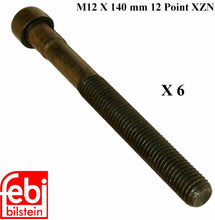 Load image into Gallery viewer, 6 X 1978-83 Mercedes 240D Cylinder Head Bolt 12 X 140 mm 12 Point 615 990 03 12
