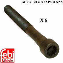 Load image into Gallery viewer, 6 X 1978-83 Mercedes 240D Cylinder Head Bolt 12 X 140 mm 12 Point 615 990 03 12
