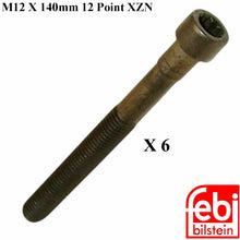 Load image into Gallery viewer, 6 X 1978-83 Mercedes 240D Cylinder Head Bolt 12 X 140 mm 12 Point 615 990 03 12
