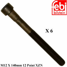 Load image into Gallery viewer, 6 X 1978-83 Mercedes 240D Cylinder Head Bolt 12 X 140 mm 12 Point 615 990 03 12
