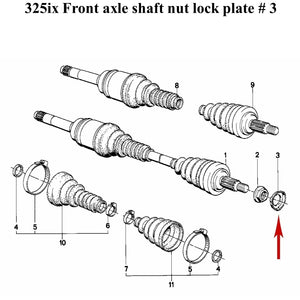 1984-02 BMW 318 i is 325 e es i is ix Z3 Axle Shaft Wheel Bearing Nut & Lock