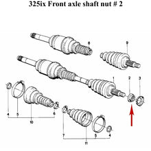 Load image into Gallery viewer, 1984-02 318 i is ti 325 e es i ix M3 Z3 Front or rear Axle Shaft Nut 1 125 664
