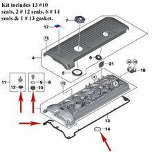 Load image into Gallery viewer, 2001-08 BMW M3 Z3 M Z4 M S 54 Valve Cover Gasket &amp; Seal Kit 7 832 034 Germany
