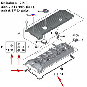 2001-08 BMW M3 Z3 M Z4 M S 54 Valve Cover Gasket & Seal Kit 7 832 034 Germany