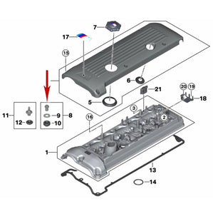 2001-08 BMW M3 Z3 M Z4 M Valve Cover Cap Nut with Seal and Washer 7mm  7 838 075