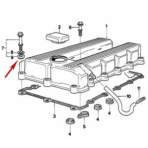 1991-03 BMW 318 540 740 M5 X5 Z3 Z8 Valve Cover Bolt Rubber Seal 11 12 1 721 879