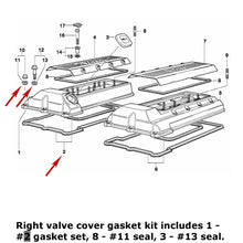 Load image into Gallery viewer, Right Valve Cover Gasket Set 1999-03 BMW 540i 740i 740iL X5 Z8 11 12 0 034 104
