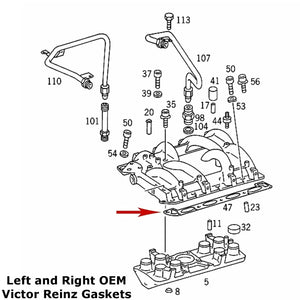 96-99 Mercedes CL500 E420 S420 S500 SL500 Intake Manifold Gasket Set German OEM