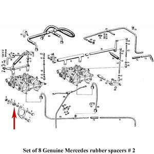 1955-63 Mercedes 190SL Carburetor Rubber Mounting Rubber Gasket Grommet Set of 8