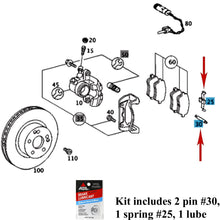 Load image into Gallery viewer, 2002-09 Mercedes C CLK SLK AMG Front Brake Pad Spring Pin &amp; Lube Hardware Kit
