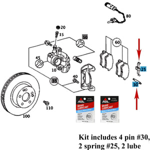 2002-09 Mercedes C CLK SLK AMG Front Brake Pad Spring Pin & Lube Hardware Kit