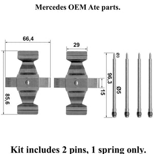 2001-06 Mercedes C CL CLK E S SL SLK Front Brake Caliper Pad Pin Spring Kit  Ate