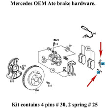 Load image into Gallery viewer, 2001-06 Mercedes C CL CLK E S SL SLK Front Brake Caliper Pad Pin Spring Kit  Ate
