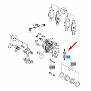 1998-12 Mercedes Front Brake Caliper Pad Return Anti Rattle Spring Hella