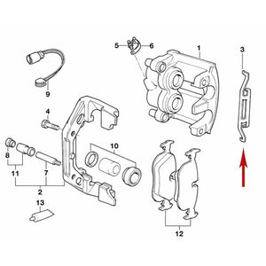 1995-01 BMW 740iLP 750iL 750iLP Front Brake Caliper Pad Spring Clip 1 163 416