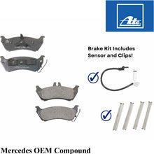 Load image into Gallery viewer, 99-05 Mercedes ML 320 350 430 Rear Brake Pad Set + Clips &amp; Sensor OEM Ate
