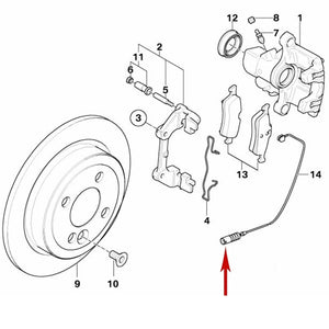 2003-06 Mini Cooper and 2007-08 Cooper Convertible Rear Brake Pad Sensor BOWA