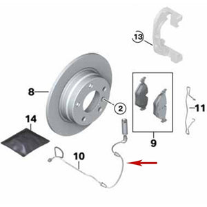 2003-06 Mini Cooper and 2007-08 Cooper Convertible Rear Brake Pad Sensor BOWA