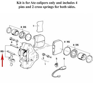 1978-83 BMW E21 318i 320i Front Brake Caliper Pad Hardware Kit for Ate Calipers