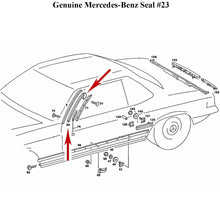 Load image into Gallery viewer, 1972-89 Mercedes 350 380 450 560 SL R Door Front Vertical Window Seal Genuine MB
