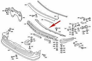 Front Bumper Upper Black Rubber Filler Panel 1974-86 Mercedes 380 450 560 SL SLC