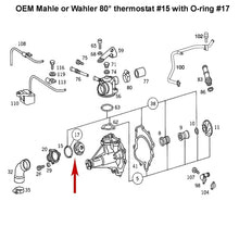Load image into Gallery viewer, 1986-95 Mercedes 400 420 500 560 80° Engine Water Thermostat &amp; O-ring Germany
