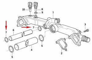 1998-03 BMW 5 7 8 M5 X5 Z8 Cooling Water Pipe Manifold 19.5 X 3 O-Ring 1 710 055