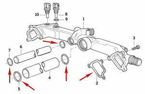 1993-03 BMW 5 7 8 X5 Z8 Water Accumulator Manifold Gasket & O-ring Kit 1 731 833