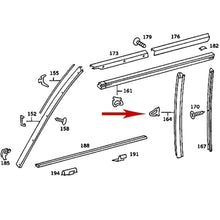 Load image into Gallery viewer, 72-86 Mercedes 350 380 450 560 SL Left Door Window Rear Vertical Seal Genuine MB
