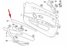 Load image into Gallery viewer, Right Front Door Inside Upper Brushed Silver Trim Panel 2006-10 BMW M5 8 044 690
