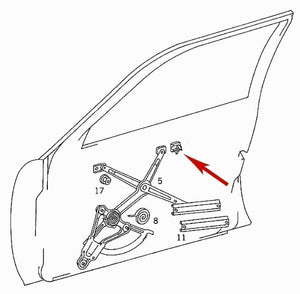 Pair of Front Door Window Lifter Rear Guide Clip Mercedes W 124 126 140 201 202