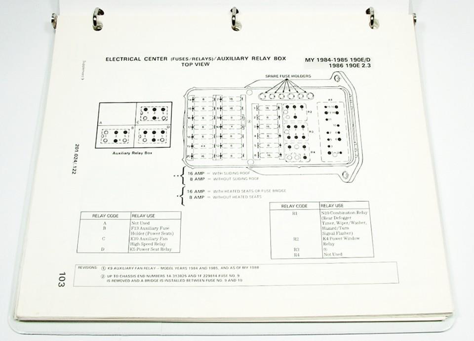 Wire Harness Electrical Troubleshooting Manual ETM 1984-90 Mercedes 190D 190E