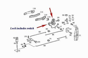 Right Rear Door Lock Assembly 1992-94 Mercedes W140 300 320 350 400 420 500 600