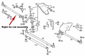 Right Steering Tie Rod Assembly German OEM Lemfoerder 1986-95 Mercedes All W124