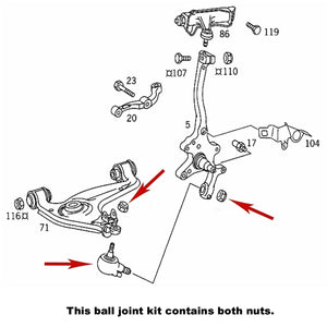 Febi Front Control Arm Lower Ball Joint 1992-99 Mercedes S Class 140 333 03 27