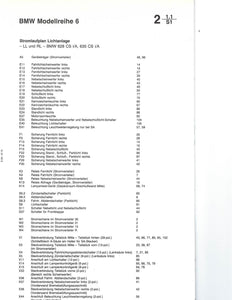 OE BMW 6 Series from 1985 General Vehicle Electrics Schematics German Language