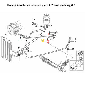 High Pressure Power Steering Hose Pump to Rack 1997-98 BMW 528i 32 41 1 094 841